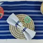 Table cloths - Handwoven Cotton Table Runner | Tsiame Royal Blue, Beige Stripes - SOLOKO