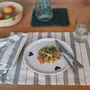 Placemats - Handwoven Placemat Napkin | Tsiame Beige Blue Stripes - SOLOKO