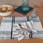 Placemats - Handwoven Placemat Napkin | Anloga Beige Blue - SOLOKO