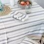 Table cloths - Tsiame Handwoven Tablecloth Cotton | Beige, Blue Stripes - SOLOKO