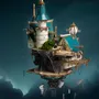 Cadeaux - Fantasy Steam Castle - White/Blue - VCL CORP