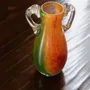Vases - Vase amphore en verre soufflé, vert et orange, fin - ANTHOLOGIST