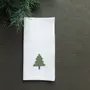 Linge de table textile - Serviette en lin PUNTO CROCE | Sapin de Noël - GIARDINO SEGRETO