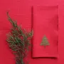 Linge de table textile - Serviette en lin PUNTO CROCE | Sapin de Noël - GIARDINO SEGRETO