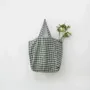 Sacs et cabas - Grand sac en lin vichy vert forêt - LINEN TALES