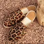 Shoes - Leopard Print Leather Slippers Lined with Virgin Wool - ATELIER COSTÀ