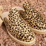 Shoes - Leopard Print Leather Slippers Lined with Virgin Wool - ATELIER COSTÀ