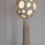 Floor lamps - Buton Sculptural Floor Lamp – Biocomposite Base & Linen Shade - PLETOSTUDIO