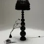 Floor lamps - WABI Japandi Floor Lamp – Handmade Charred Wood & Wool - PLETOSTUDIO