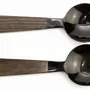 Kitchen utensils - Large black horn cutlery with wooden red lacquered triangular handle - L INDOCHINEUR X RIVÊT