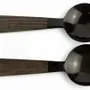 Kitchen utensils - Large black horn cutlery with wooden red lacquered triangular handle - L INDOCHINEUR X RIVÊT