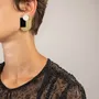 Bijoux - Boucles d'oreilles Ecu Laiton pierre - L INDOCHINEUR X RIVÊT