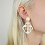Bijoux - Boucles d'oreilles dentelle à tige en corne blonde - L INDOCHINEUR X RIVÊT