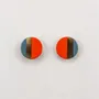 Bijoux - Boucles d'oreilles clip disque laqué bicolore orange et gris-bleu - L INDOCHINEUR X RIVÊT