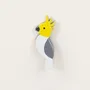 Brooches - Cockatoo bird pin in horn with lacquer in gray and yellow - L INDOCHINEUR X RIVÊT