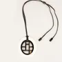 Jewelry - Checkered pendant oval with off-white lacquer - L INDOCHINEUR X RIVÊT