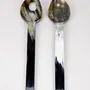 Kitchen utensils - African black horn with yellow laquer salad servers - L INDOCHINEUR X RIVÊT