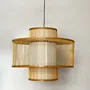 Bougeoirs et photophores  - Grande suspension grillagée bambou et soie - L INDOCHINEUR X RIVÊT