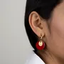 Jewelry - Round brass hoop earrings in 2 parts with red lacquered horn - L INDOCHINEUR X RIVÊT