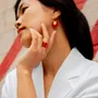 Jewelry - Round brass hoop earrings in 2 parts with red lacquered horn - L INDOCHINEUR X RIVÊT