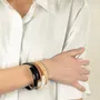 Bracelets - Bracelet ouvert Ruban en corne noire marbrée taille M - L INDOCHINEUR X RIVÊT