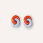Jewelry - Double round wooden stud earrings, orange, light blue and sand lacquer - L INDOCHINEUR X RIVÊT