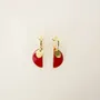 Bijoux - Boucles d'oreilles créoles 2 parties laiton et corne laquée rouge - L INDOCHINEUR X RIVÊT