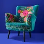 Fauteuils - Fauteuil en Velours avec Motif Floral Frida, Turquoise - WERNS