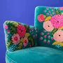 Fauteuils - Fauteuil en Velours avec Motif Floral Frida, Turquoise - WERNS