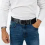 Leather goods - OMER marine leather belt - MONSIEUR CHARLI