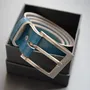 Leather goods - OCTAVE blue leather belt - MONSIEUR CHARLI
