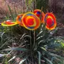 Floral decoration - Large Yellow-Blue Glass Flower (50cm stem) - CARNEOL GLASS