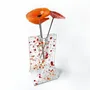 Vases - Petit vase tacheté de 8 x 13 cm avec 3 petites fleurs en rouge orangé - CARNEOL GLASS
