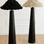 Floor lamps - Sazha Ivory Floor Lamp – Shou Sugi Ban Wood & Wool Shade - PLETOSTUDIO