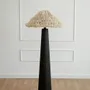 Floor lamps - Sazha Ivory Floor Lamp – Shou Sugi Ban Wood & Wool Shade - PLETOSTUDIO