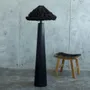 Lampadaires - Lampadaire noir Sazha — Base Shou Sugi Ban et abat-jour en laine - PLETOSTUDIO