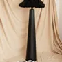 Lampadaires - Lampadaire noir Sazha — Base Shou Sugi Ban et abat-jour en laine - PLETOSTUDIO
