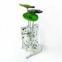 Vases - Small 8x13 cm white-green-blue spotty vase with 3 small flowers - CARNEOL GLASS