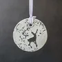 Christmas garlands and baubles - Small rustic Christmas hanger with a reindeer 5 cm - CARNEOL GLASS