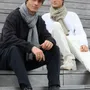 Scarves - JEFF & JACK wool hat and scarf duo black mottled - MONSIEUR CHARLI