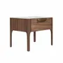 Night tables - Walnut and fiberglass bedside table with marble effect - ANGEL CERDÁ