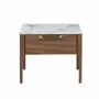 Night tables - Walnut and fiberglass bedside table with marble effect - ANGEL CERDÁ