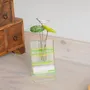 Vases - Small transparent 8x13 cm vase with applegreen-green stripes and with 3 small flowers - CARNEOL GLASS