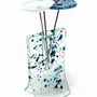 Vases - Petit vase transparent tacheté rouge-blanc-noir 8x13 cm avec 3 petites fleurs - CARNEOL GLASS