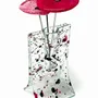 Vases - Petit vase tacheté blanc-noir de 8x13 cm avec 3 petites fleurs - CARNEOL GLASS