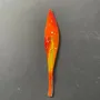 Floral decoration - Small orange-red leaf with white gestures - CARNEOL GLASS