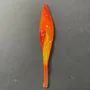 Floral decoration - Small orange-red leaf with white gestures - CARNEOL GLASS