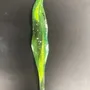Floral decoration - Large dark green glass leaf with white gestures - CARNEOL GLASS