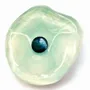 Floral decoration - Round small glass flower for indoor use in white colour with 43 cm stainless steel stem - CARNEOL GLASS