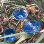 Floral decoration - Medium -sized glass calabel flower for outdoor in turquoise colour with 43 cm stainless steel stem. - CARNEOL GLASS